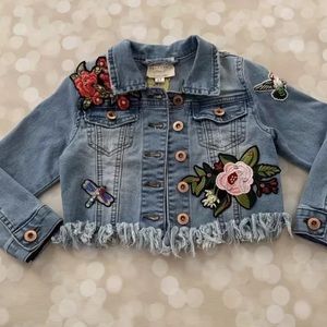hannah banana 4t Denim jacket Floral Embellished